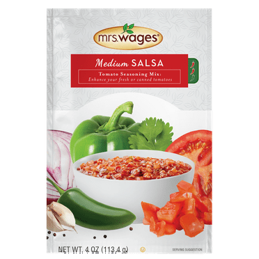 Mrs. Wages Homemade Salsa Mix, Canning Supplies for Home Canned Salsa, 4 oz Salsa Seasoning for Preserving Tomatoes