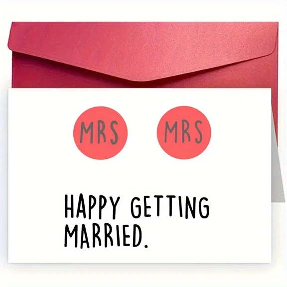 Mrs Wedding Card – "Happy Getting Married" Design – Cute Red Envelope Included, Blank Inside – Perfect for Newlyweds, Bridal Showers, and Wedding Celebrations