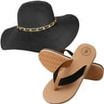 thumbnail image 1 of Mrs. Wickman Women's Floppy Straw Sun Hat and Foam Flip Flop Sandals Set US Women's Shoe Sizes 7-10, 1 of 6