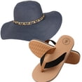 thumbnail image 1 of Mrs. Wickman Women's Floppy Straw Sun Hat and Foam Flip Flop Sandals Set US Women's Shoe Sizes 7-10, 1 of 6