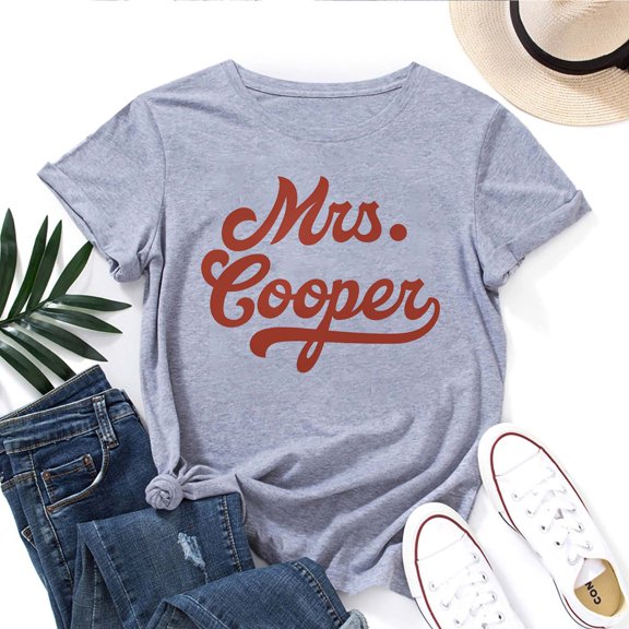 Mrs Women's T-Shirt – Cute Bride Graphic Tee for Wedding, Engagement, or Honeymoon, Short Sleeve Top