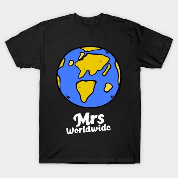 Mrs Worldwide Dark Text Global Traveler Nomad International Airport Vibe Unisex T-Shirt, up to size 3XL.