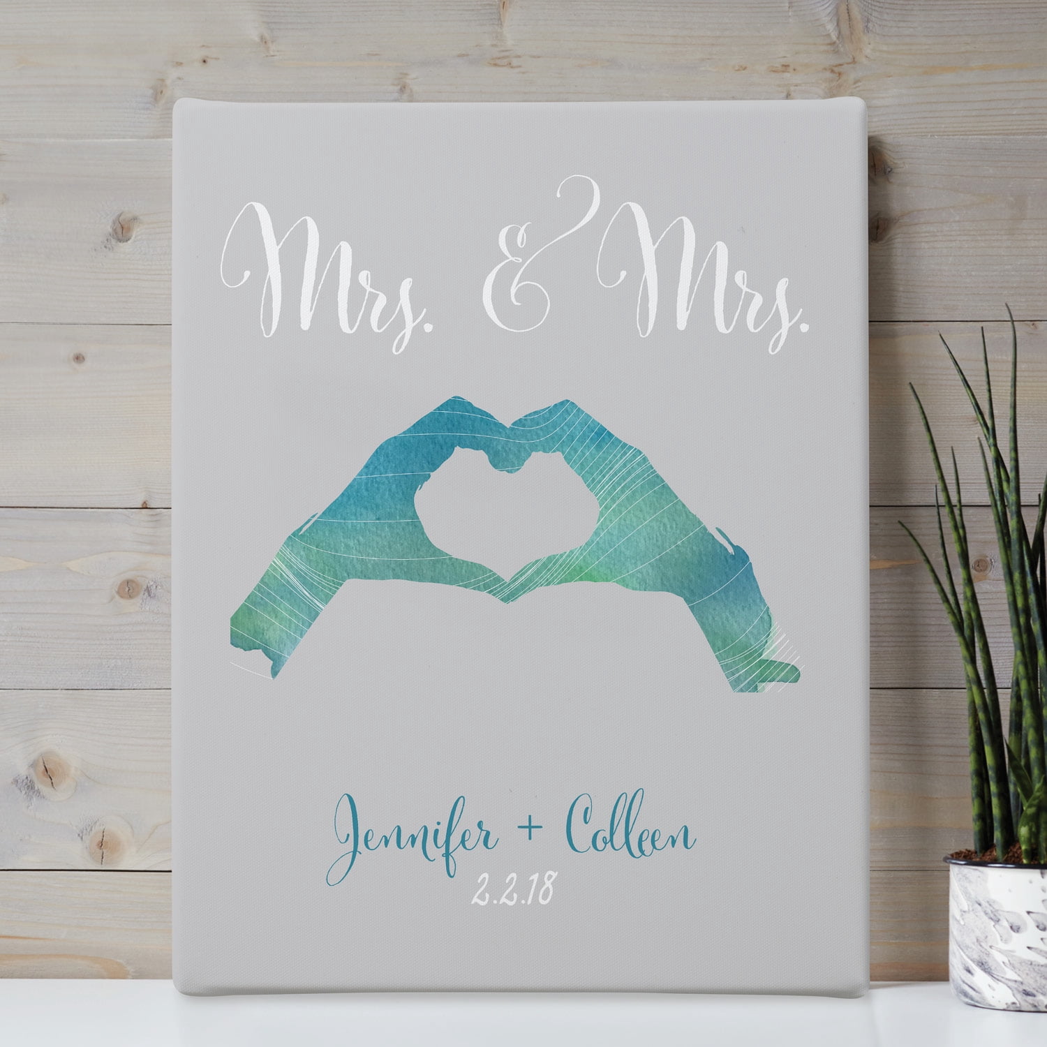 Mrs. and Mrs. Personalized 11 x 14 Canvas