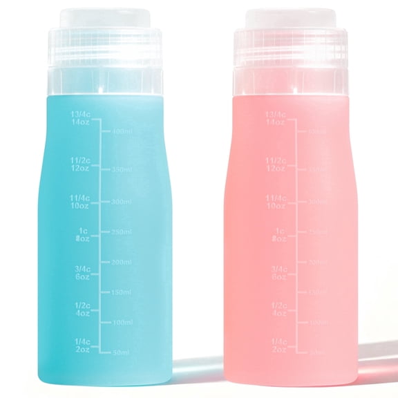16 oz Silicone Juice Bottles with Caps, 2-Pack Reusable Juice Containers With Airtight Lids for Fridge, Shatterproof, Leak-Proof, Lightweight Slim Water Bottle for Juicing - Dishwasher Safe