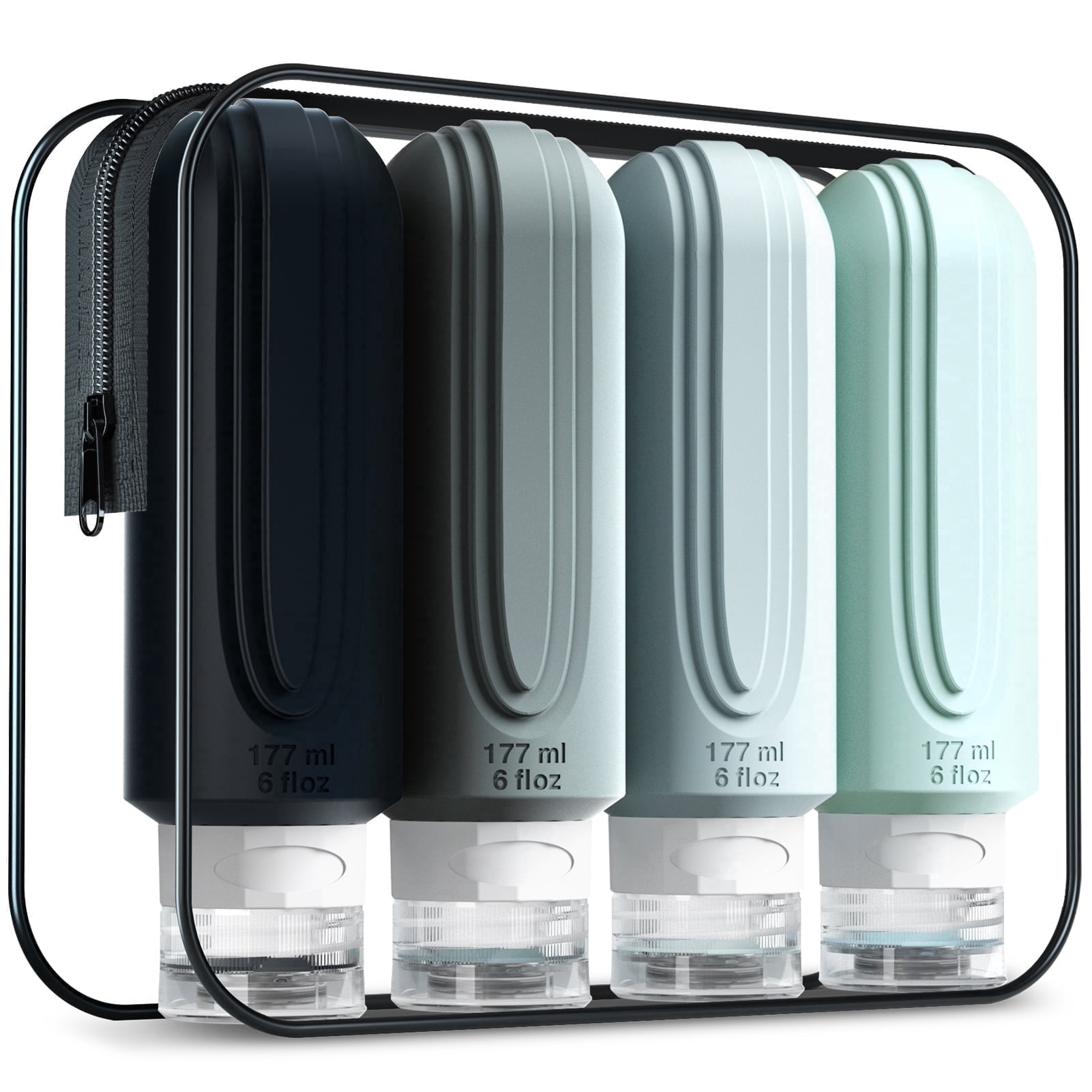Refillable Toiletry Containers Mrsdry Travel Bottles 6oz Refillable Set with Leak Proof Tubs and ...