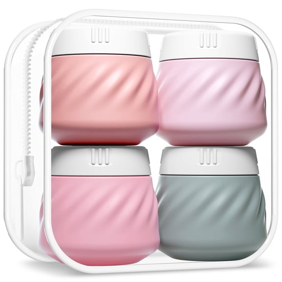 Mrsdry Travel Containers for Toiletries, Silicone Cream Jars TSA Approved Travel Size Containers with Clear Bag, Leak-proof Travel Accessories with Lid for Cosmetic Face Body Hand Cream (4 Pack)