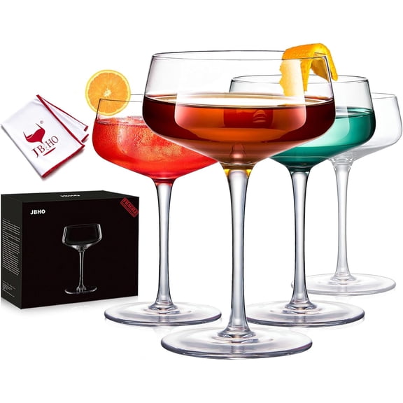 Mrtini Glsses, Crystl Coupe Glsses Set of 4, 10 Oz, Lrge nd Fncy Cocktil Hnd-Blown Chmne for Espresso Mrtini, Mnhttn s Br Glsswre or Mother's Dy Gift