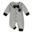 thumbnail image 1 of Mrzhqd Baby Halloween Romper Size 6-9 Months Grey Comfortable Cute Spider Print Romper Long Sleeve Crew Neck Fall Winter Halloween Outfit, 1 of 8