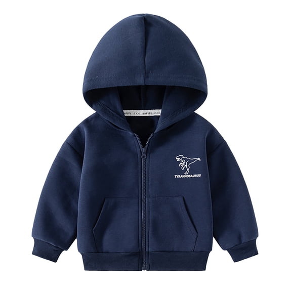 Mrzhqd Coat For Boys Toddler Size 18-24 Months Baby Girls Long Sleeve Dinosaur Print Hoody Jacket Zip Up Fall Winter Outwear Long Sleeve Crew Neck Cute Print Boy Coat Navy