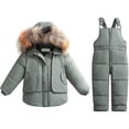 thumbnail image 1 of Mrzhqd Coat For Girls Toddler Size 18-24 Months Kids Baby Boys Snowsuit Winter Clothes Jumpsuit Hooded Jacket Set Long Sleeve Crew Neck Cute Print Girl Coat Green, 1 of 3
