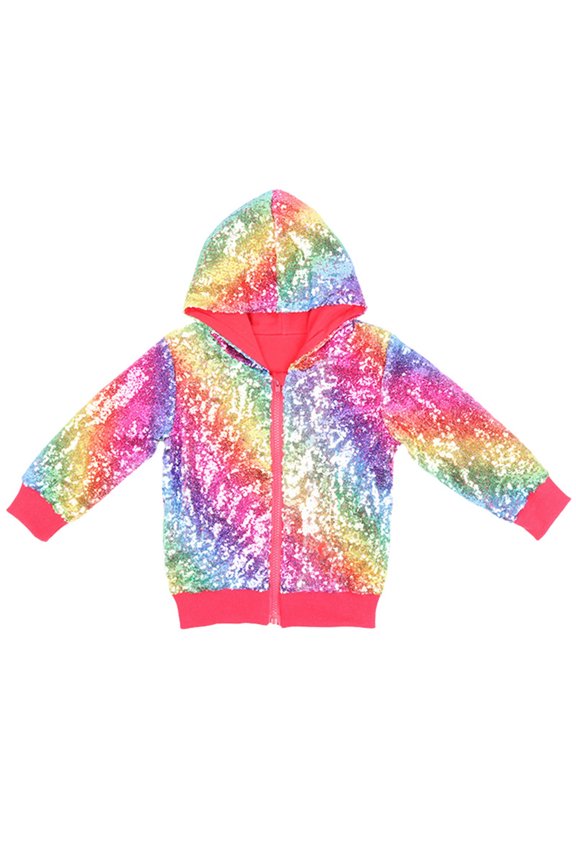 Coat For Girls Toddler Size 2-3 Years Sequin Jackets Solid Color Long Sleeve Zip Up Jacket For Kids Christmas Shiny Fashion Clothes Long Sleeve Crew Neck Cute Print Girl Coat