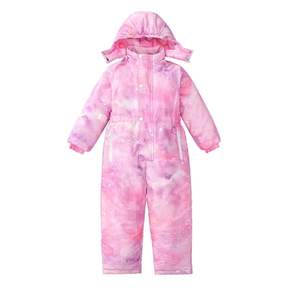 Mrzhqd Coat For Girls Toddler Size 4-5 Years Kids Boys Winter Thicken Hooded Jacket Snowsuit Child Windproof Warm Jumpsuit Snow Wear Long Sleeve Crew Neck Cute Print Girl Coat Pink