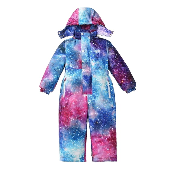 Mrzhqd Coat For Girls Toddler Size 5-6 Years Kids Boys Winter Thicken Hooded Jacket Snowsuit Child Windproof Warm Jumpsuit Snow Wear Long Sleeve Crew Neck Cute Print Girl Coat Purple