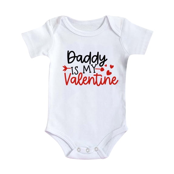 Bysome Boys Girls Onesies Short Sleeve Valentines Day Letter Print Romper Clothes Black Size 9-12 Months