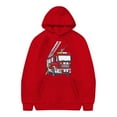 thumbnail image 1 of Bysome Toddler Boys Hoodies Sweatshirts Size 12-13 Years Fire Truck Printing Fashion Casual Pocket Decoration For Girls Plus Long Sleeve Crew Neck Cute Print Boys Tops Red, 1 of 4