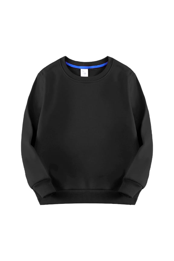 Toddler Boys Hoodies Sweatshirts Size 18-24 Months Baby Girls Crewneck Pullover Thicked Lined Solid Plush Babies Colorful Coat Long Sleeve Cute Print Boys Tops Black