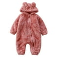 thumbnail image 1 of Mrzhqd Toddler Girls Boys Romper Size 18-24 Months Cute Solid Long Sleeves Cartoon Bear Ears Footed Hooded Zipper Warm Footie Sleeper Pajamas Outfits Crew Neck Cute Print Kids Jumpsuit Pink, 1 of 4