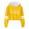 thumbnail image 1 of Mrzhqd Toddler Girls Hoodies Sweatshirts Size 4-5 Years Sweatshirt Kids Casual Loose Active Full Sleeves Short Pullover Letter Print Striped Crop Crew Neck Cute Print Girl Tops Yellow, 1 of 3