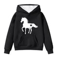 thumbnail image 1 of Mrzhqd Toddler Girls Hoodies Sweatshirts Size 4-5 Years Winter Warm Pullover With Pocket Cute Horse Print Long Sleeve Casual Sweatshirt Crew Neck Cute Print Girl Tops Black, 1 of 4