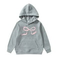 thumbnail image 1 of Mrzhqd Toddler Girls Hoodies Sweatshirts Size 6-8 Years Long Sleeved Hoodie With Printed Bow Tie Long Sleeve Crew Neck Cute Print Girl Tops Grey, 1 of 7