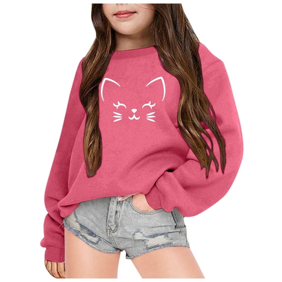 Mrzhqd Toddler Girls Hoodies Sweatshirts Size 7-8 Years Autumn Winter Long Sleeved Fashion Printed Round Neck Hoodie For Boys Plus Warm Hoodie Long Sleeve Cute Print Girl Tops Pink