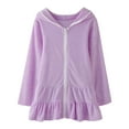 thumbnail image 1 of Mrzhqd Toddler Swim Cover Up Girl Size 3-4 Years Purple Solid Color Soft Breathable Swim Dress Zip Up Long Sleeve Hooded Summer Beach Girl Robe, 1 of 6