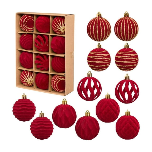 Mrzvby Christmas Tree Decor Ball!12pc Flocked Christmas Ornaments Set - Multi-Use Holiday Party Decorations