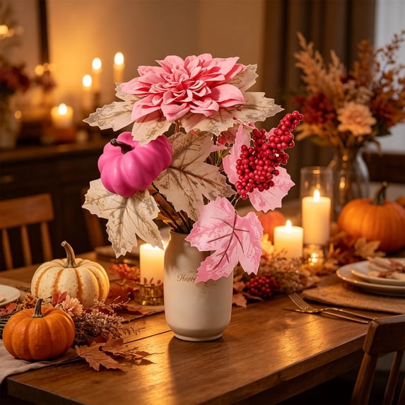 Mrzvby Fall Decoration and Home Decor,Artificial Bouquet With Fall Sunflowers And Maple Leaves Faux Floral Arrangement For Thanksgiving And Fall Season Decor