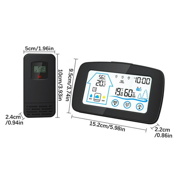Mrzvby Gifts for Women Clearance!Backlit Screen Button Wireless Indoor And Outdoor Temperature And Humidity Meter Digital Display Electronic Gas Wall Clock