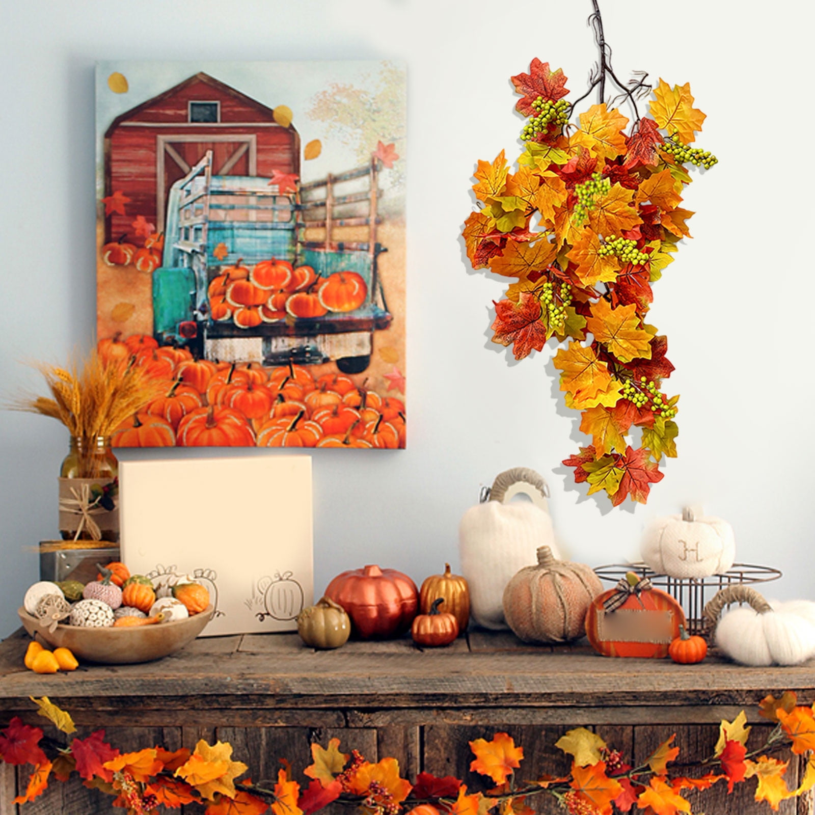 Mrzvby Halloween Decorations Simulate Green Vines Fall Garland!Maple ...