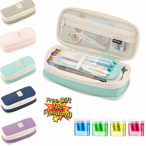 Mrzvby Large-Capacity Pencil Case Macaron Color Matching Can Be Transformed Into An Upgraded Pencil Case Stationery Box