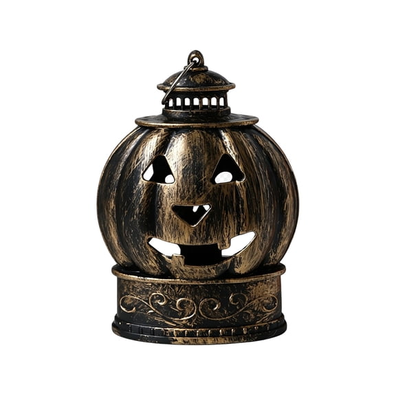 Mrzvby Pumpkin Lantern Lights for Home Decor,Vintage Metal Pumpkin Lanterns With LED Lights Lanterns Hanging Decor Spooky Glows Lamp for Yard Window Table Autumns Party Display