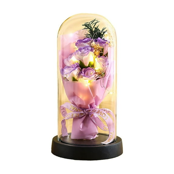 Mrzvby Valentine's Day Gifts for Women Valentines Rose Gifts For Her Flower Gifts For Women Rose In Glass Dome Light Up Eternal Roses Birthday Gifts For Mom Anniversary Eternal Rose Gift
