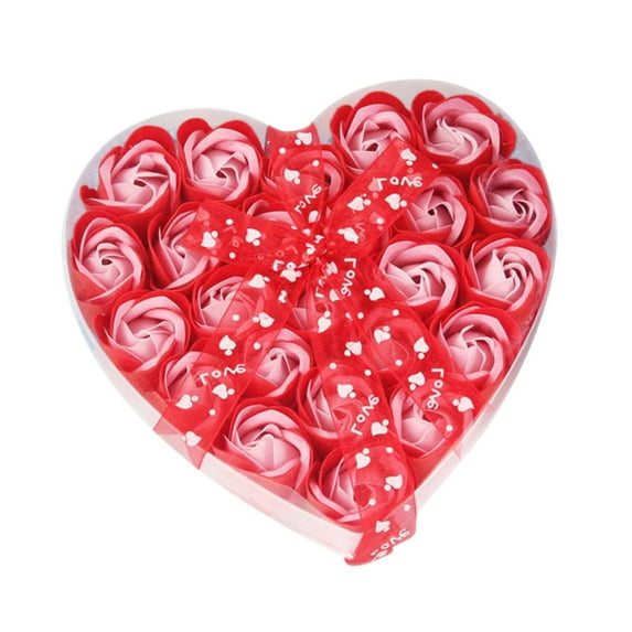 Mrzvby Valentine's Day Gifts for Women 24 Pcs Blush/Rose Gold Scented Rose Soap Party Favors With Gift Box And Ribbon