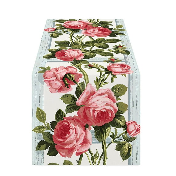 Mrzvby Valentine's Day Gifts for Women Valentine's Day Rose Table Flag Festival Party Kitchen Living Room Decoration Tablecloth