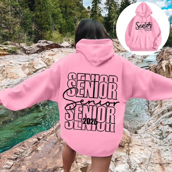 Ms 2025 Graduation Season Style Letters Senior Mom Printed Hooded Sweater Plain Pullover for Women Long Sleeve Top Hoodie Women Full Zip Long Sleeve Women Sweatshirts And Hoodies Medium Sweatshirt