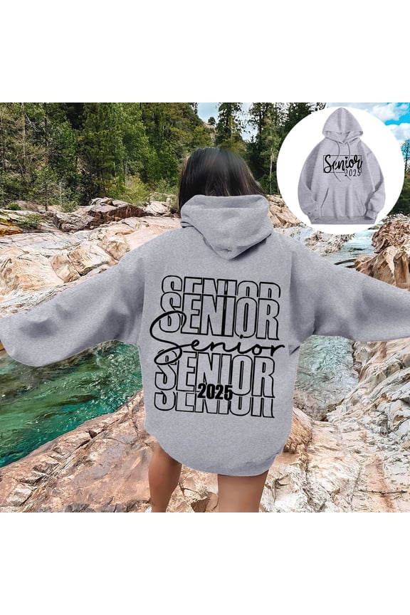 Ms 2025 Graduation Season Style Letters Senior Mom Printed Hooded Sweater Plain Pullover for Women Long Sleeve Top Hoodie Women Full Zip Long Sleeve Women Sweatshirts And Hoodies Medium Sweatshirt
