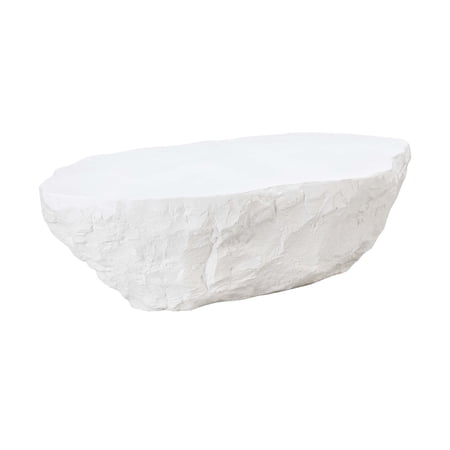 Ms Furniture Concrete and Stone Coffee Table, White