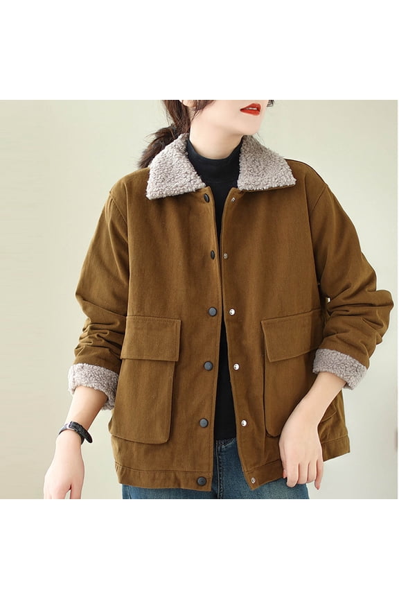 Ms Insulated Velvet Loose Double Sided Winter Coat Long Sleeve Cap Jacket