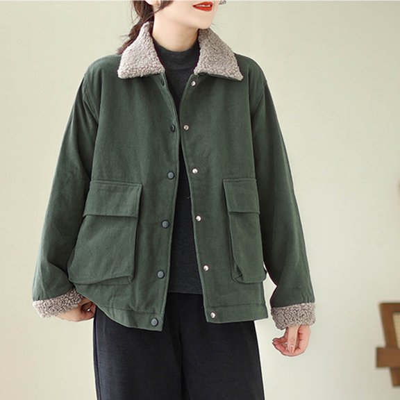 Ms Insulated Velvet Loose Double Sided Winter Coat Long Sleeve Cap Jacket​​