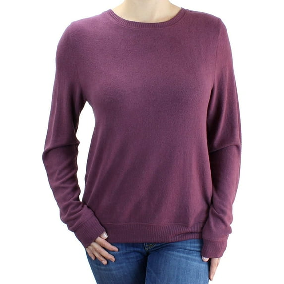 Ms Lovely Ultra Soft Women's Sleep and Lounge Crewneck Pullover Sweatshirt - Burgundy Small