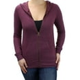 thumbnail image 1 of Ms Lovely Ultra Soft Women's Sleep and Lounge Zip-Up Sweatshirt with Hoodie - Burgundy Medium, 1 of 4