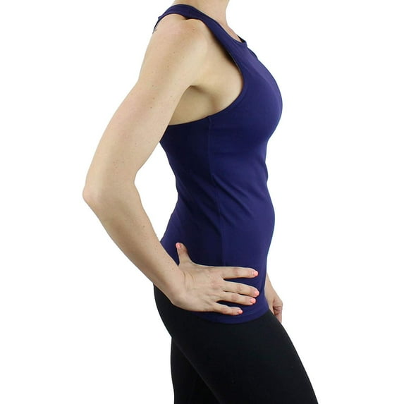 Ms Lovely Women's Super Soft High-Neck Racerback Workout Gym Yoga Tank Top - Dark Blue Medium