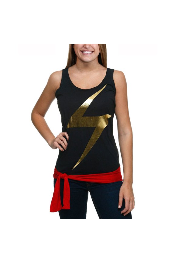 Ms Marvel Tie Waist Racer Junior Tank Top