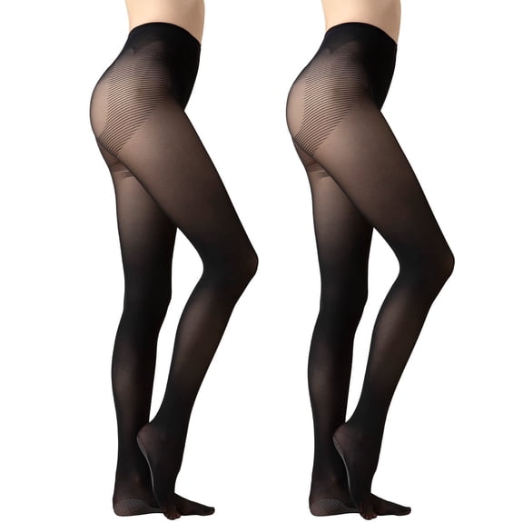 Ms. Myland 2 Pairs Women's Black Pantyhose 80D Semi-Opaque Soft Velvet High Waist Control Top