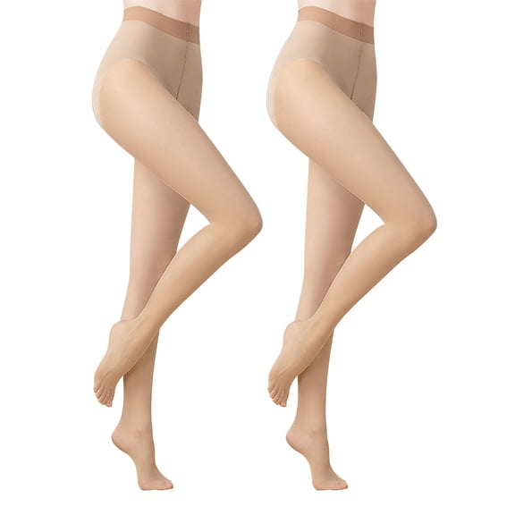 Ms.Myland 2 Pairs Women's Sheer Pantyhose Dark Skin Color Bikini 1D Ultra Thin Soft Anti-Slid XS-XL
