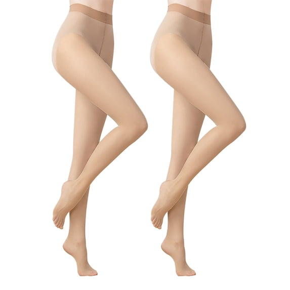 Ms.Myland 2 Pairs Women's Sheer Pantyhose Dark Skin Color Bikini 1D Ultra Thin Soft Anti-Slid XS-XL