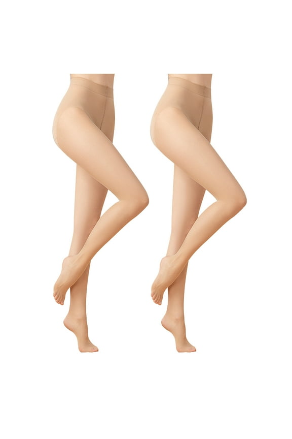 2 Pairs Women's Sheer Pantyhose Light Skin Color Bikini 1D Ultra Thin Soft Anti-Slid
