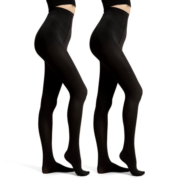Ms.Myland 2 Pairs Women's Tights Black 480D Opaque Soft Velvet Hight Waist Control Top