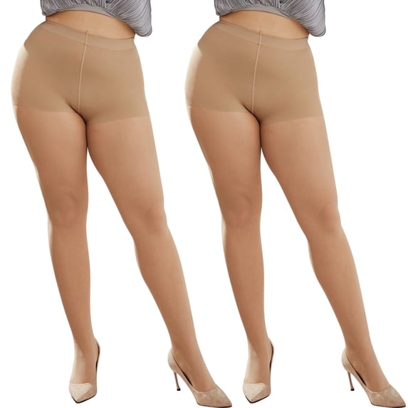 Ms. Myland 2 Pairs Women's Black Pantyhose 50D Semi-Opaque Soft Velvet High Waist Control Top